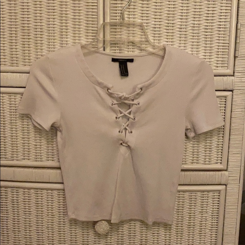 White Forever 21 Tie Up Crop Top (M)